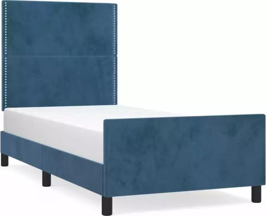 Maison Exclusive Bedframe met hoofdeinde fluweel donkerblauw 90x190 cm