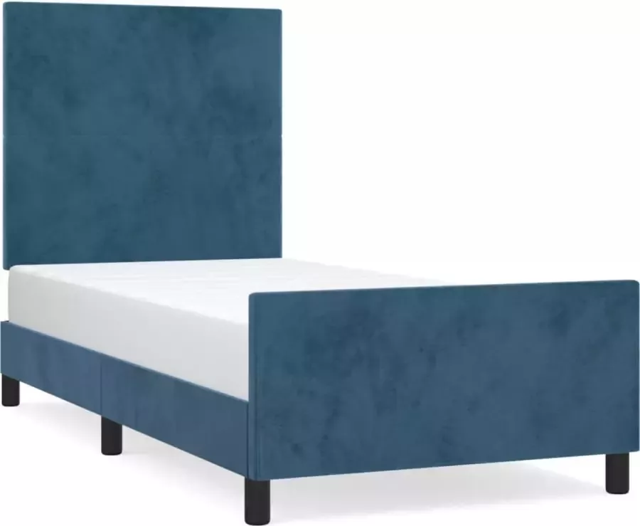 Maison Exclusive Bedframe met hoofdeinde fluweel donkerblauw 90x200 cm