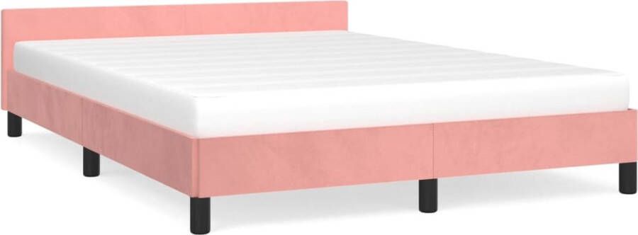 Maison Exclusive Bedframe met hoofdeinde fluweel roze 140x190 cm