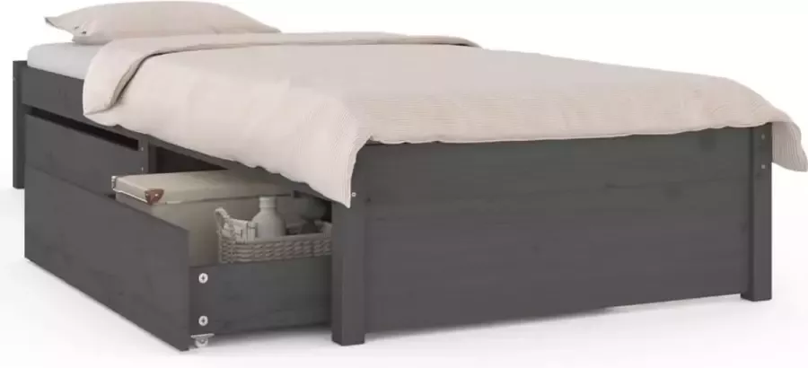 Maison Exclusive Bedframe met lades grijs 75x190 cm 2FT6 Small Single