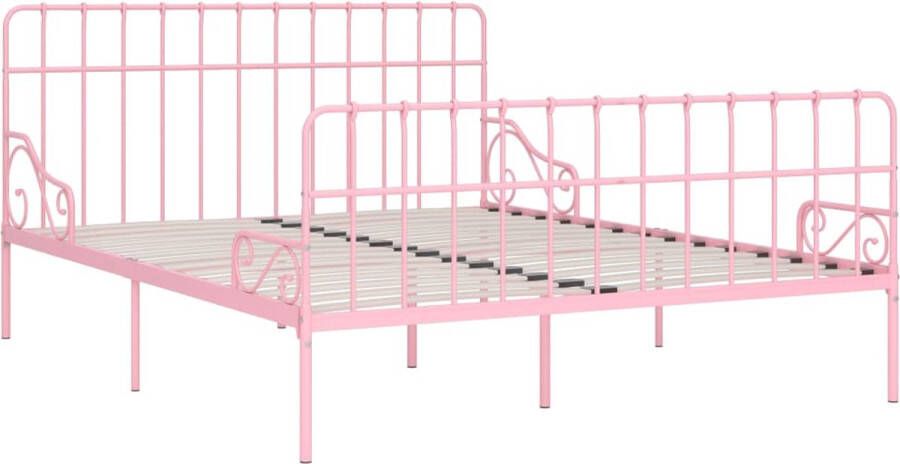 Maison Exclusive Bedframe met lattenbodem metaal roze 200x200 cm