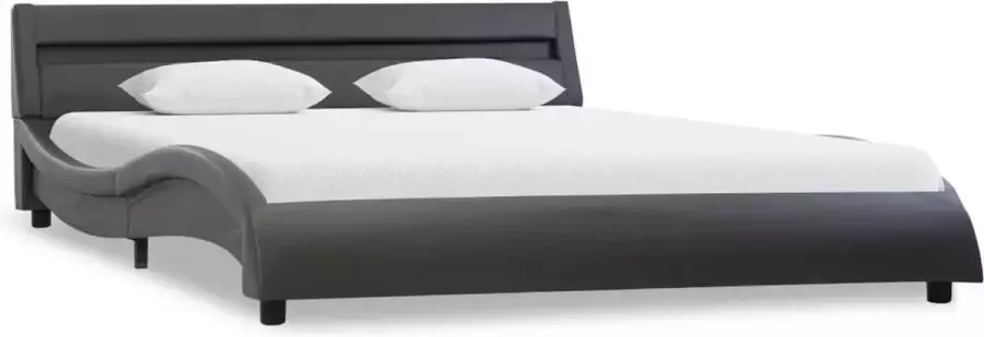 Maison Exclusive Bedframe met LED kunstleer grijs 140x200 cm