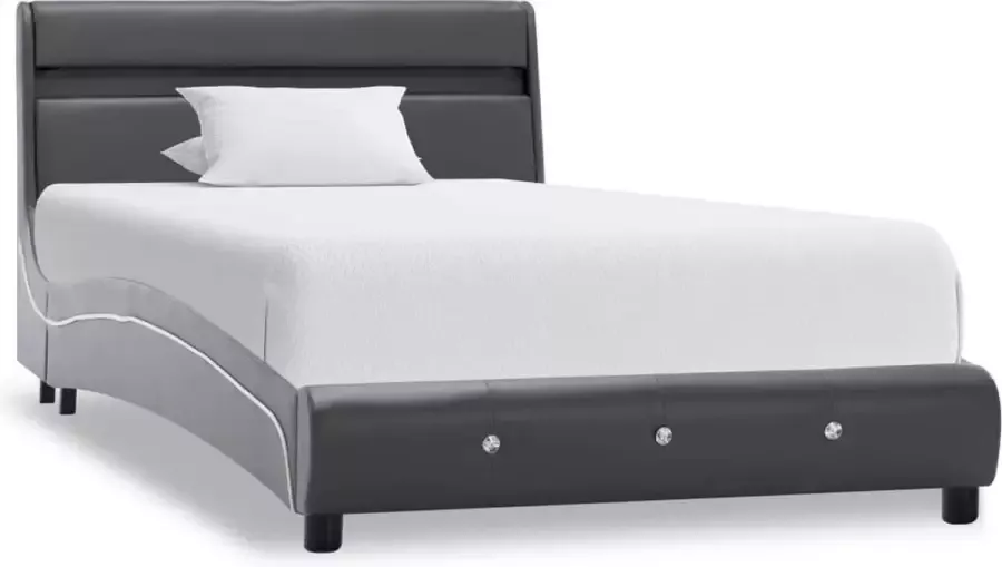 Maison Exclusive Bedframe met LED kunstleer grijs 90x200 cm
