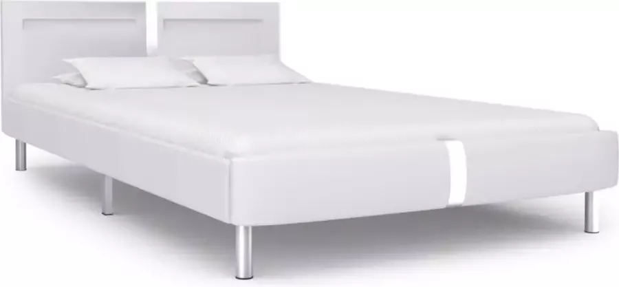 Maison Exclusive Bedframe met LED kunstleer wit 140x200 cm