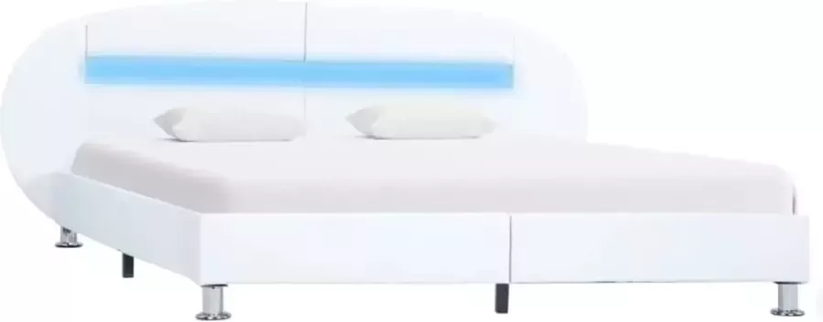 Maison Exclusive Bedframe met LED kunstleer wit 180x200 cm