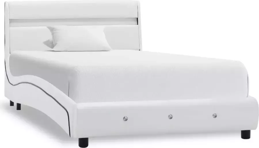 Maison Exclusive Bedframe met LED kunstleer wit 90x200 cm