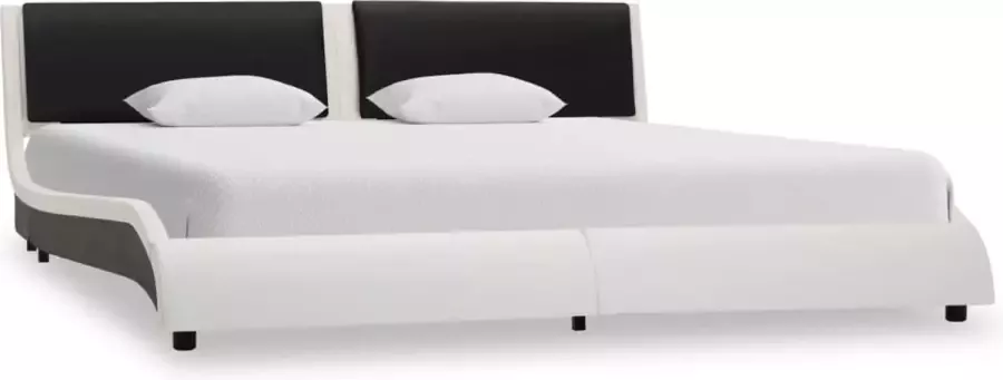 Maison Exclusive Bedframe met LED kunstleer wit en zwart 160x200 cm