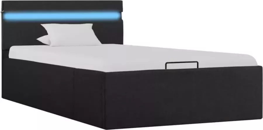 Maison Exclusive Bedframe met opbergruimte en LED stof donkergrijs 100x200 cm