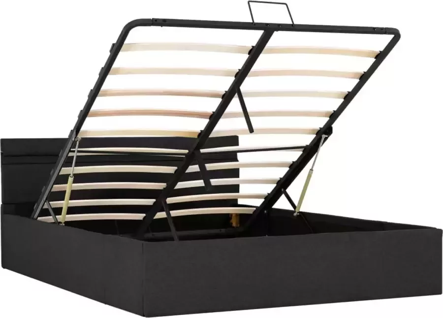 Maison Exclusive Bedframe met opbergruimte en LED stof donkergrijs 140x200 cm