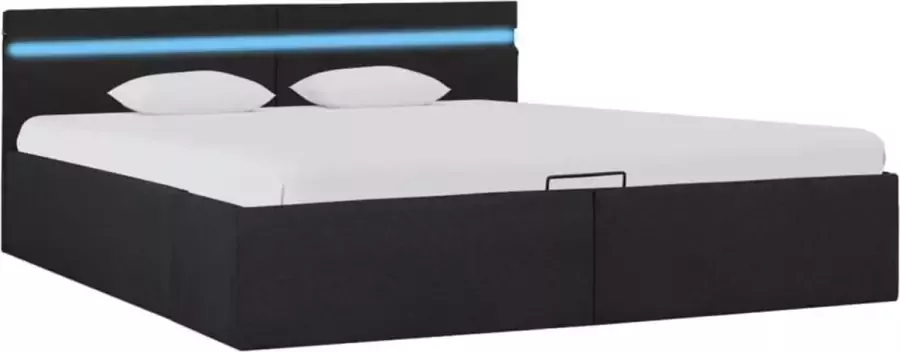 Maison Exclusive Bedframe met opbergruimte en LED stof donkergrijs 180x200 cm