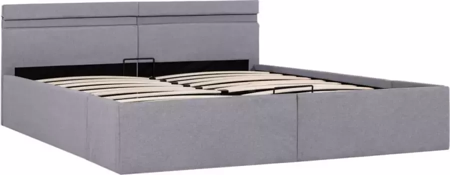 Maison Exclusive Bedframe met opbergruimte en LED stof lichtgrijs 160x200 cm