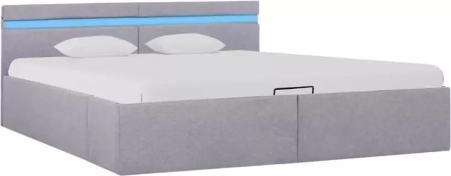 Maison Exclusive Bedframe met opbergruimte en LED stof lichtgrijs 180x200 cm