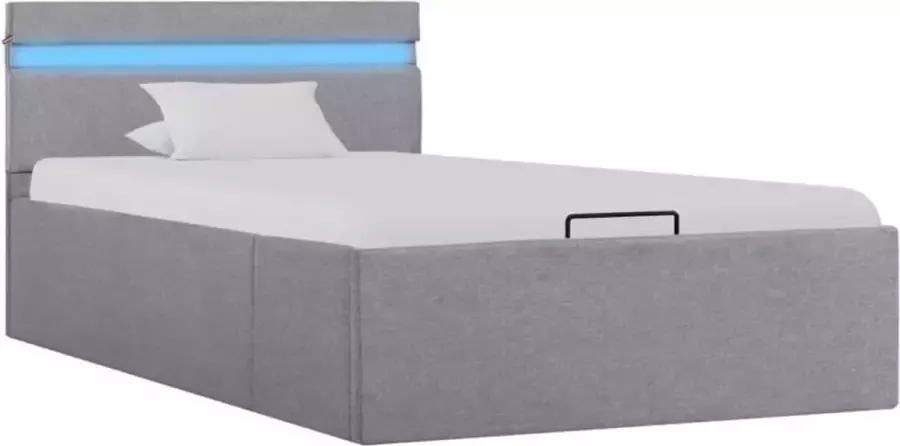 Maison Exclusive Bedframe met opbergruimte en LED stof lichtgrijs 90x200 cm