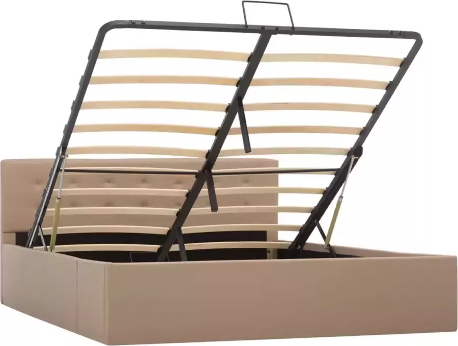 Maison Exclusive Meubelmania Bedframe met opslag hydraulisch kunstleer cappuccino 140x200 cm