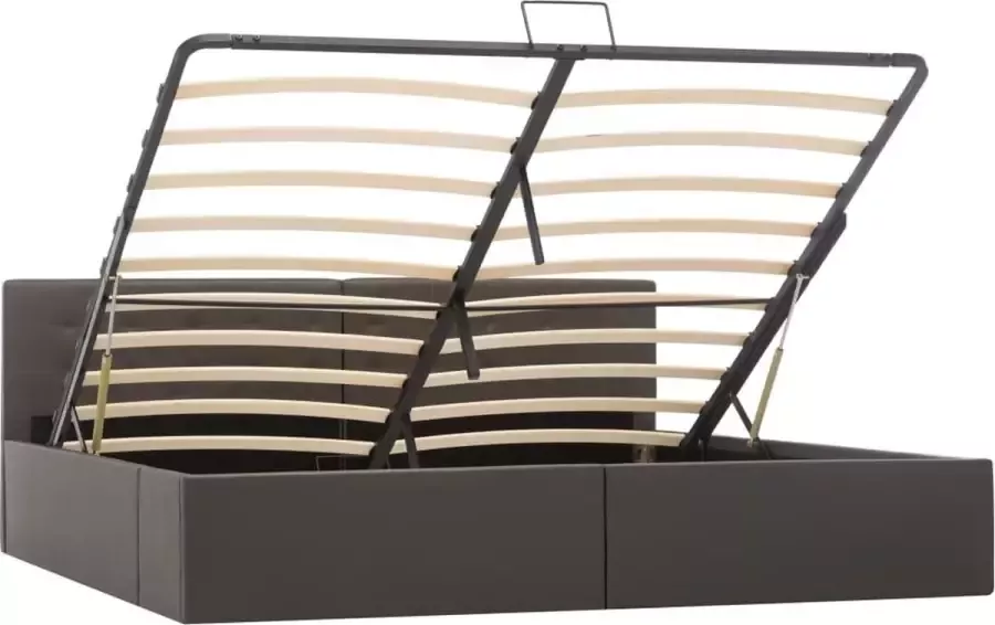 Maison Exclusive Meubelmania Bedframe met opslag hydraulisch kunstleer grijs 180x200 cm