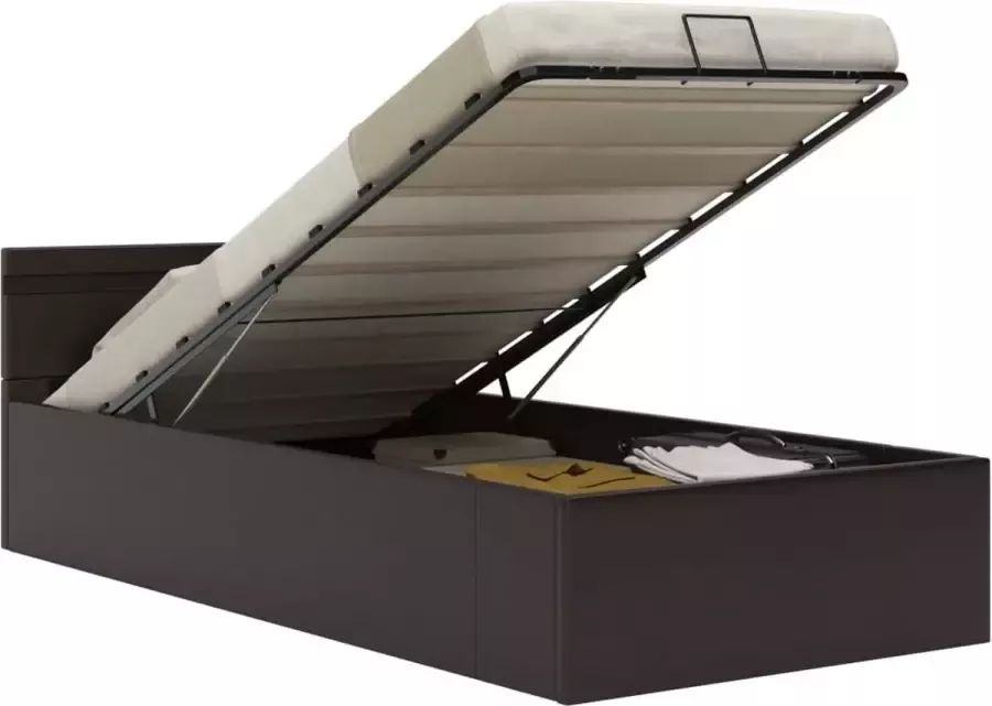 Maison Exclusive Bedframe met opslag hydraulisch LED kunstleer grijs 100x200 cm