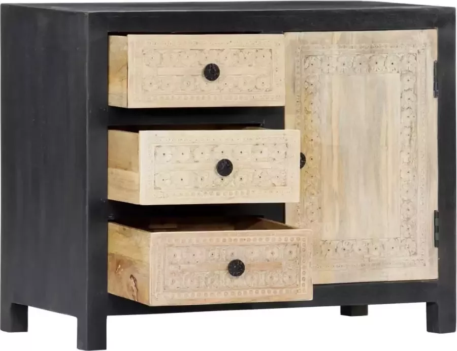 Maison Exclusive Bijzetkast handgesneden 75x35x60 cm massief mangohout grijs