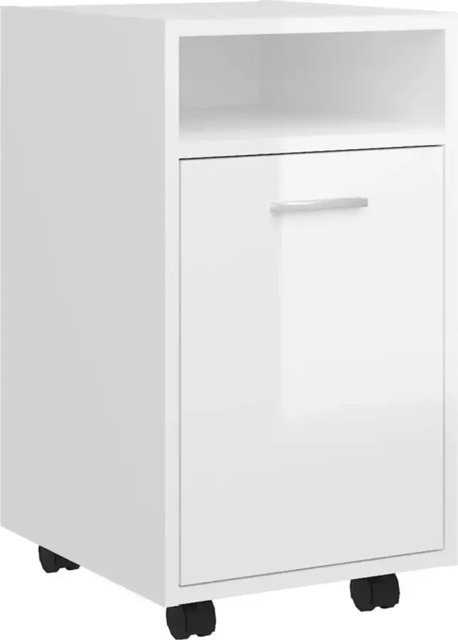 Maison Exclusive Bijzetkast met wielen 33x38x60 cm spaanplaat hoogglans wit