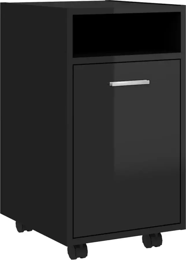 Maison Exclusive Bijzetkast met wielen 33x38x60 cm spaanplaat hoogglans zwart
