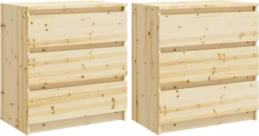 Maison Exclusive Bijzetkasten 2 st 60x36x64 cm massief vurenhout