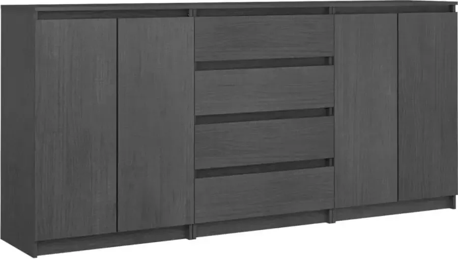 Maison Exclusive Bijzetkasten 3 st massief grenenhout grijs