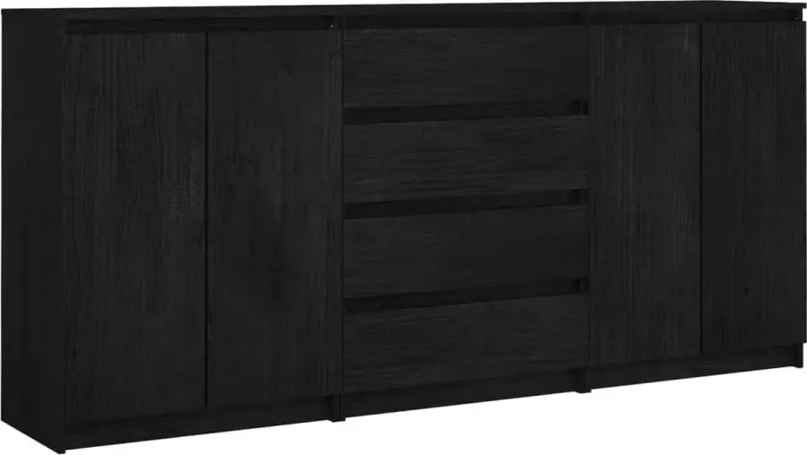 Maison Exclusive Bijzetkasten 3 st massief grenenhout zwart