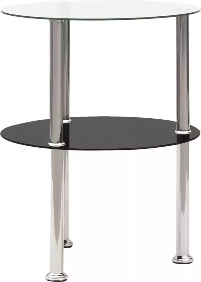 Maison Exclusive Bijzettafel 2-laags 38 cm gehard glas transparant en zwart - Foto 2