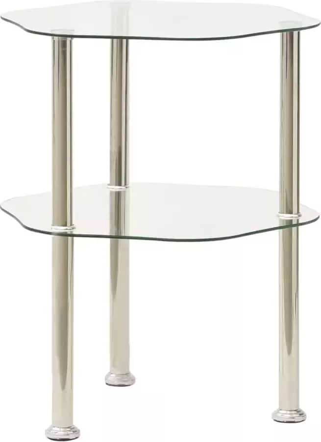 Maison Exclusive Bijzettafel 2-laags 38x38x50 cm gehard glas transparant