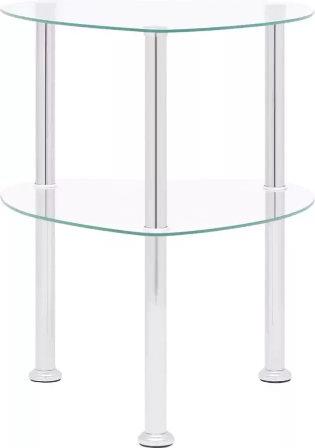 Maison Exclusive Bijzettafel 2-laags 38x38x50 cm gehard glas transparant - Foto 2