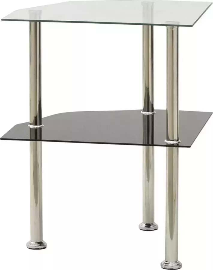 Maison Exclusive Bijzettafel 2-laags 38x38x50 cm gehard glas transparant zwart