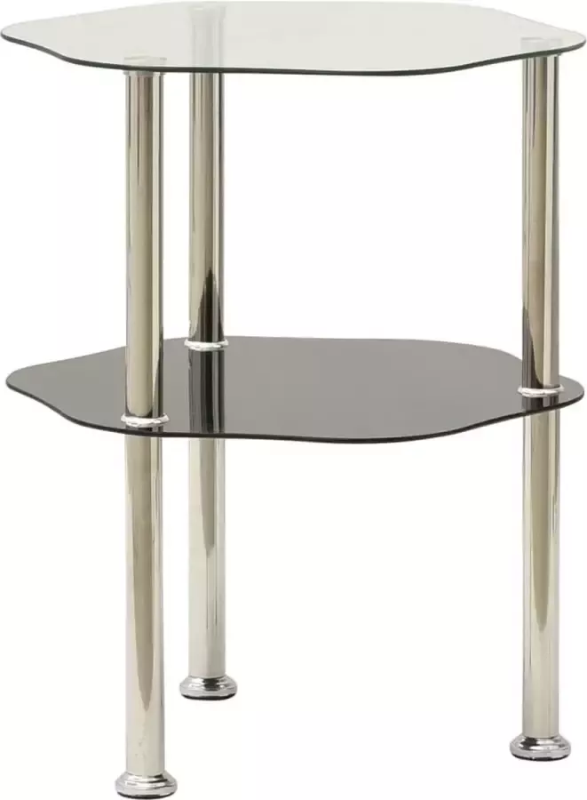 Maison Exclusive Bijzettafel 2-laags 38x38x50 cm gehard glas transparant zwart - Foto 3