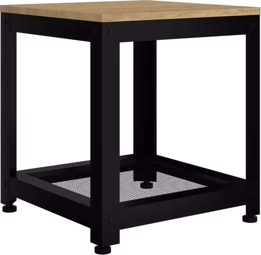 Maison Exclusive Bijzettafel 40x40x45 cm MDF en ijzer lichtbruin en zwart