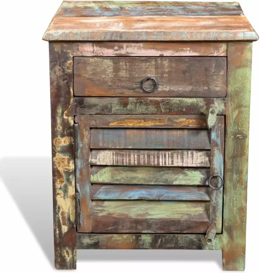 Maison Exclusive Bijzettafel met 1 lade en 1 deurtje gerecycled hout