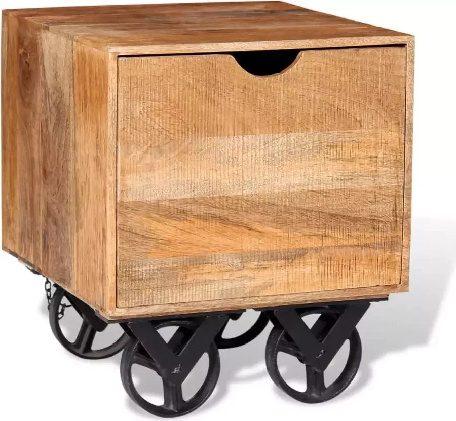 Maison Exclusive Bijzettafel met lade en wieltjes 40x40x45 cm mangohout