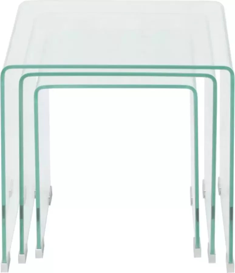 Maison Exclusive Bijzettafel set 3-dlg transparant gehard glas
