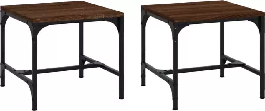 Maison Exclusive Bijzettafels 2 st 40x40x35 cm bewerkt hout bruineiken