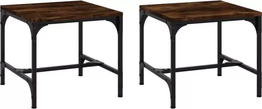 Maison Exclusive Bijzettafels 2 st 40x40x35 cm bewerkt hout gerookt eiken