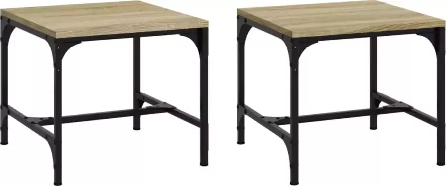 Maison Exclusive Bijzettafels 2 st 40x40x35 cm bewerkt hout sonoma eikenkleurig