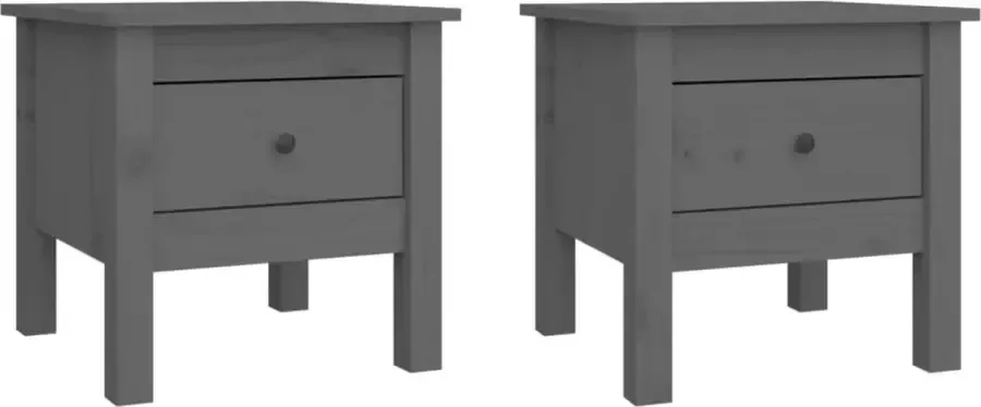 Maison Exclusive Bijzettafels 2 st 40x40x39 cm massief grenenhout grijs
