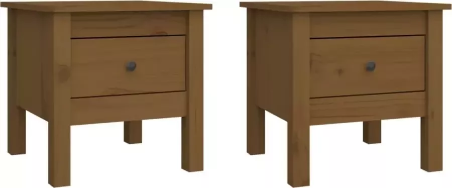 Maison Exclusive Bijzettafels 2 st 40x40x39 cm massief grenenhout honingbruin