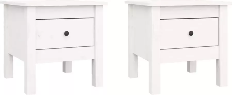 Maison Exclusive Bijzettafels 2 st 40x40x39 cm massief grenenhout wit