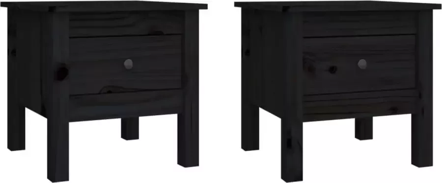 Maison Exclusive Bijzettafels 2 st 40x40x39 cm massief grenenhout zwart