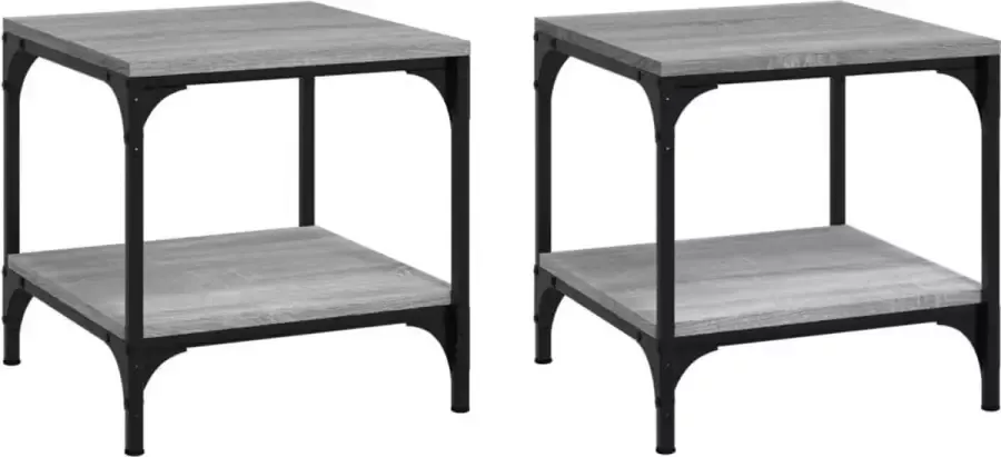 Maison Exclusive Bijzettafels 2 st 40x40x40 cm bewerkt hout grijs sonoma eiken