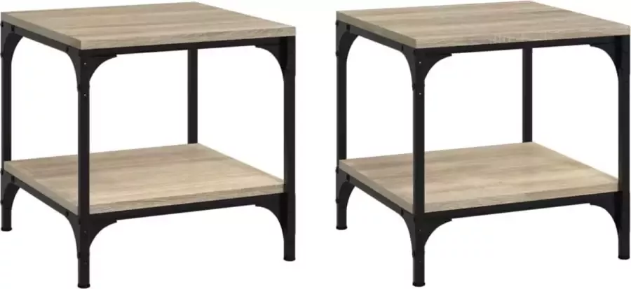 Maison Exclusive Bijzettafels 2 st 40x40x40 cm bewerkt hout sonoma eikenkleurig