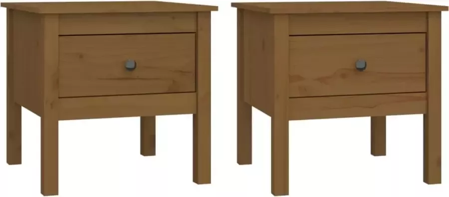 Maison Exclusive Bijzettafels 2 st 50x50x49 cm massief grenenhout honingbruin