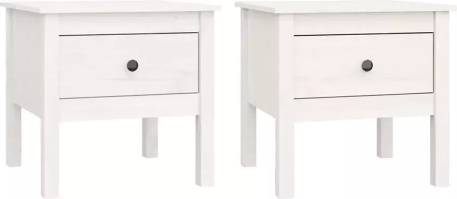 Maison Exclusive Bijzettafels 2 st 50x50x49 cm massief grenenhout wit
