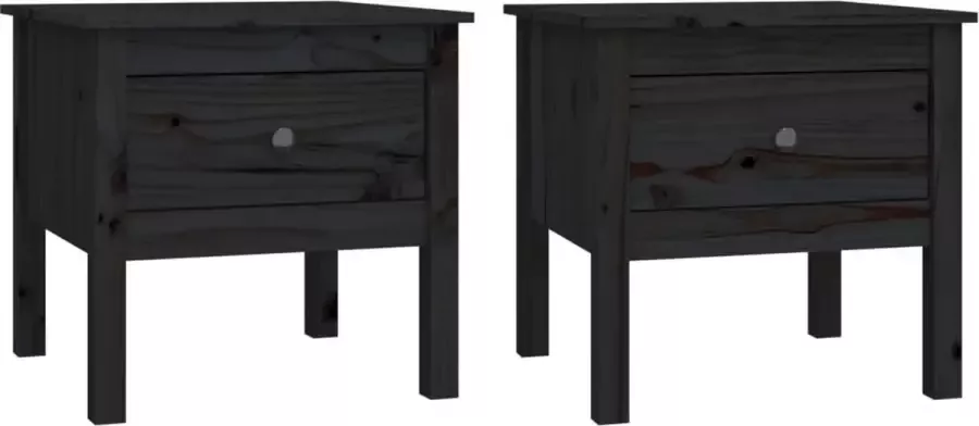 Maison Exclusive Bijzettafels 2 st 50x50x49 cm massief grenenhout zwart