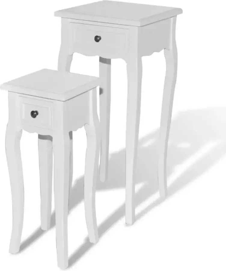 Maison Exclusive Bijzettafelset met lades wit 2-delig