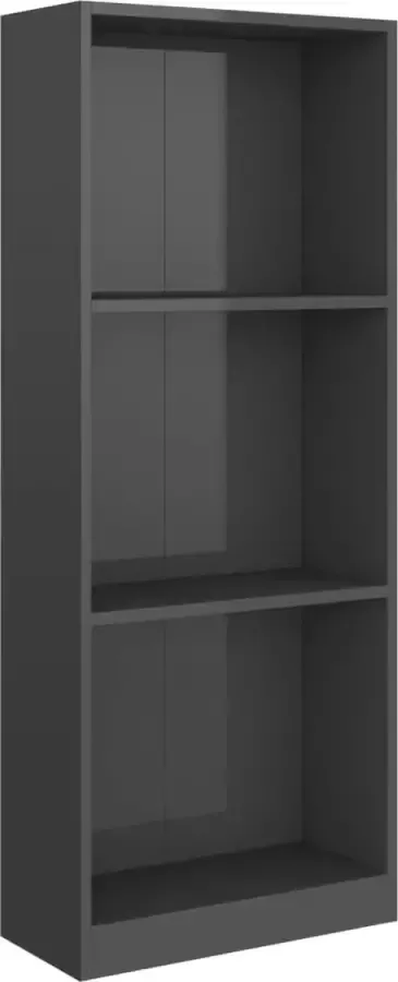 Maison Exclusive Boekenkast 3 schappen 40x24x108 cm bewerkt hout hoogglans grijs