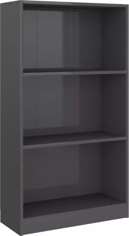 Maison Exclusive Boekenkast 3 schappen 60x24x109 cm bewerkt hout hoogglans grijs